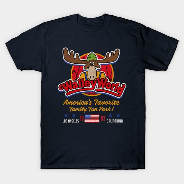 Walley World Moose 1983 Worn Dks T-Shirt by Alema Art